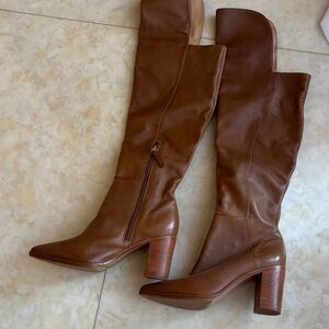 SCHUTZ Tan Leather Over the Knee Boots